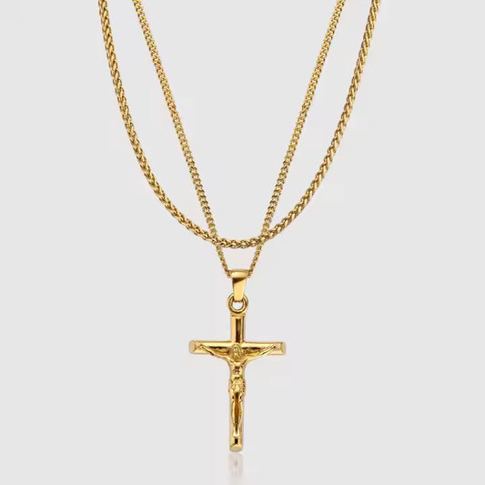 Crucifix Cross Pendant Necklace Set